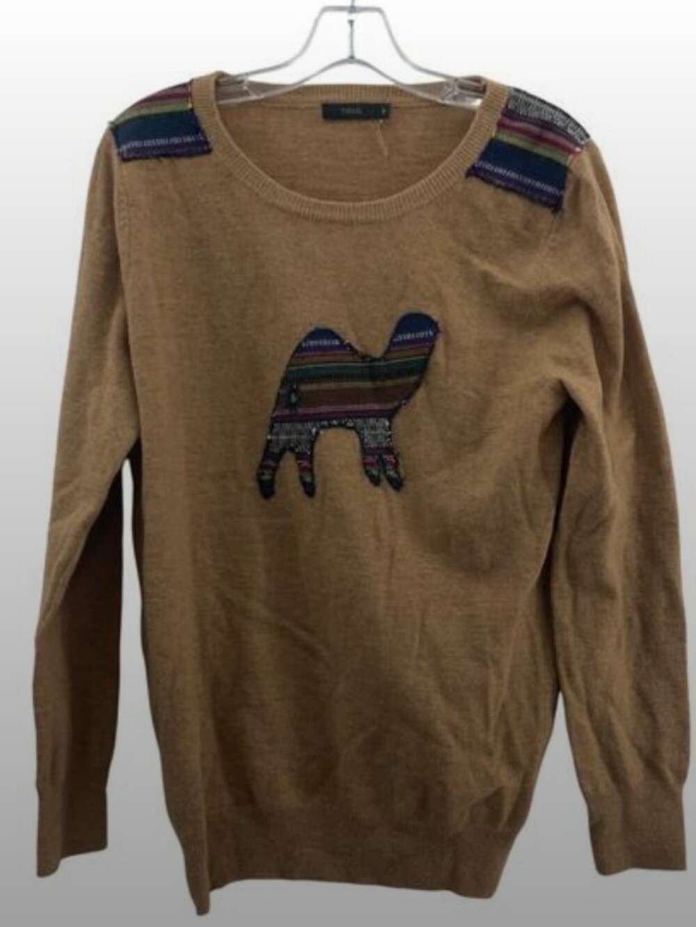 THML Wool Pullover Camel Themed Womens Sweater M - Brown & Multicolor, Preowned